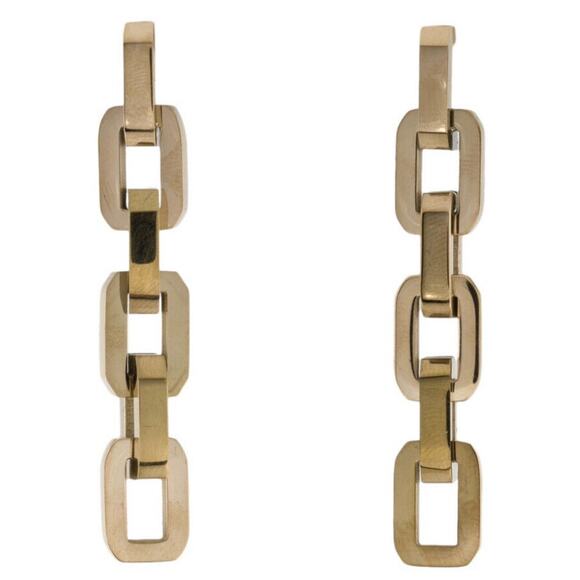 Eddie Borgo 12K Gold Plated Chain Supra Link Highly Polish Dangle Earrings New - Picture 8 of 9